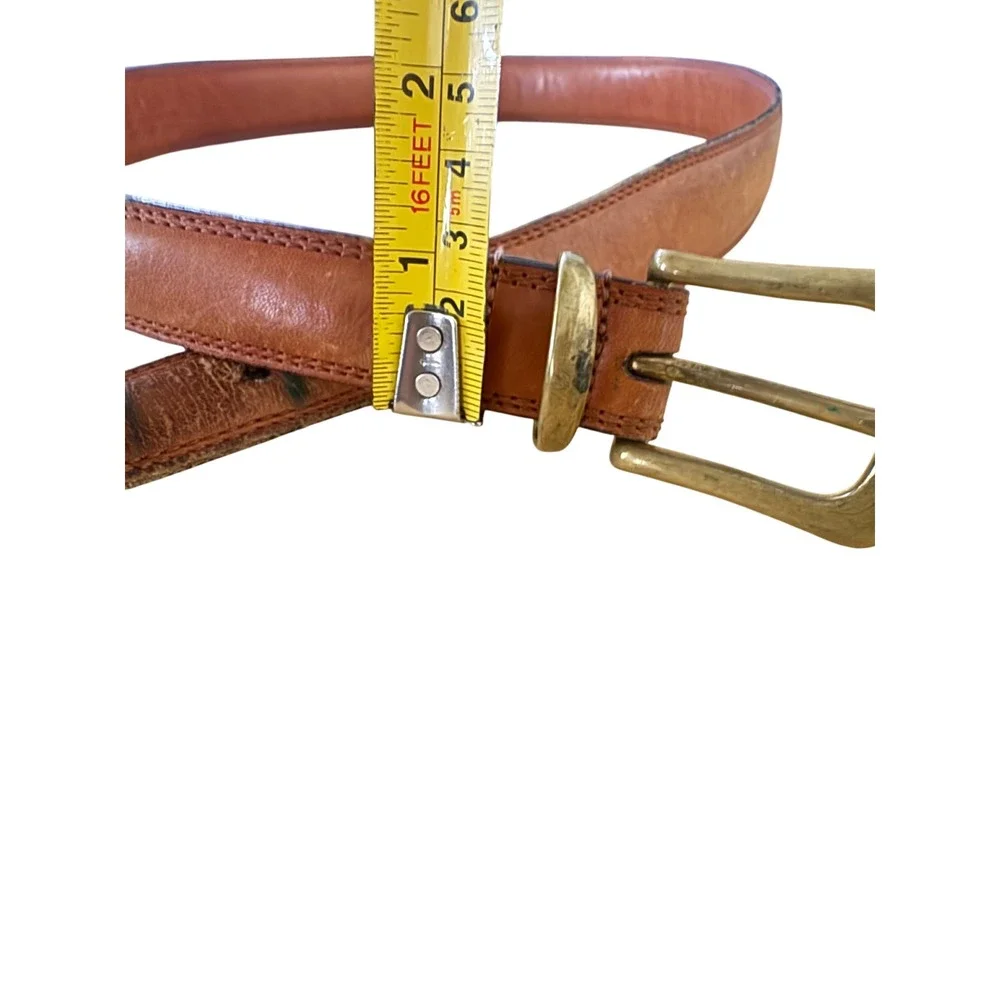 Coach 5914 Mens British Tan Full Grain Leather Belt Solid Brass Buckle Sz 38 VTG